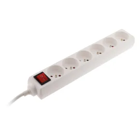 Regleta Compacta Zenitech con 6 Enchufes y Interruptor - Blanco