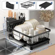 Escurridor de Platos con Soporte para Utensilios de Cocina