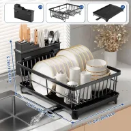Escurridor de Platos con Soporte para Utensilios de Cocina