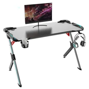 Mesa Gaming Balder 113x60 RGB LED, Carbono y Accesorios
