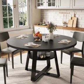 Comedor redondo de 120cm con espacio de almacenamiento