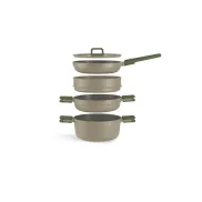Batería de cocina apilable de 5 piezas | BRA Compac Pro Ceramic