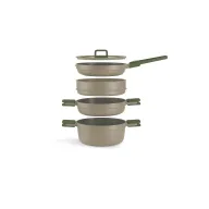 Batería de cocina apilable de 5 piezas | BRA Compac Pro Ceramic