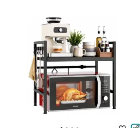 Estante de Cocina Extensible para Microondas con Ganchos