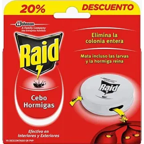 Trampa antihormigas: 3 paquetes de Raid Cebos
