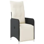 Sillón de jardín reclinable con cojines de ratán gris y negro