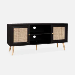 Mueble TV Bohemio de caña trenzada - 120 cm, Sweeek
