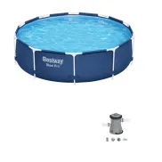 Piscina redonda de PVC gris 3.05x0.76 m con depuradora