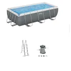 Piscina rectangular de acero gris 3.82x1.81 m con depuradora