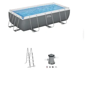 Piscina rectangular de acero gris 3.82x1.81 m con depuradora