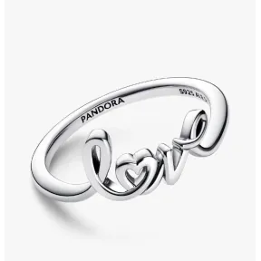 Anillo de Plata de Primera Ley Amor Manuscrito Pandora