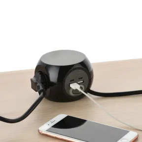 Mini Cubo Multienchufe Electraline 35441 con USB y 3m de Cable
