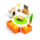 Set de Muebles para Casa de Muñecas con Chimenea y Sofá