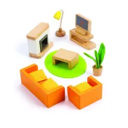 Set de Muebles para Casa de Muñecas con Chimenea y Sofá