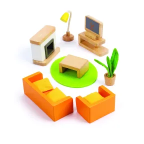 Set de Muebles para Casa de Muñecas con Chimenea y Sofá