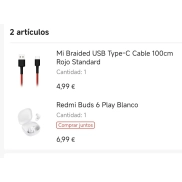 Xiaomi Redmi Buds 6 Play: Auriculares Bluetooth + Cable USB C