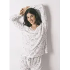 Pijama Moomin blanco suave canalé largo (Tallas S y M)