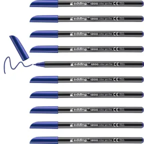 10 rotuladores azules edding 1200 de trazo fino