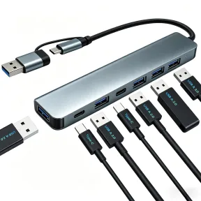 Multipuerto USB 3.0 Doble Conector, 7 en 1, Alta Velocidad