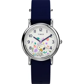 Reloj Timex Peanuts Hombre, Esfera Blanca, Correa Azul
