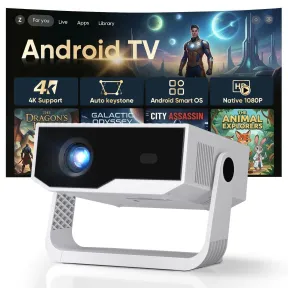 Proyector Portátil 4K: Android TV, WiFi6 y Bluetooth 5.4