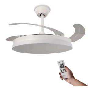 Ventilador de Techo LED Blanco con Aspas Retráctiles 106cm