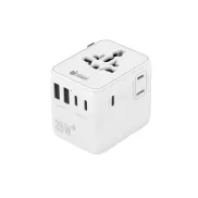 Adaptador de viaje universal 28W 3x USB-C y 2x USB-A Blanco