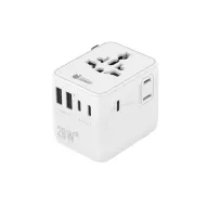 Adaptador de viaje universal 28W 3x USB-C y 2x USB-A Blanco