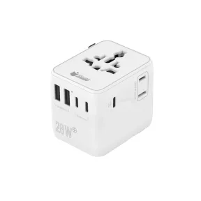 Adaptador de viaje universal 28W 3x USB-C y 2x USB-A Blanco
