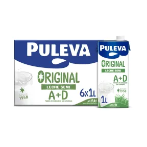 Leche Semidesnatada Puleva - Pack 6 x 1L Sin Azúcar y Gluten