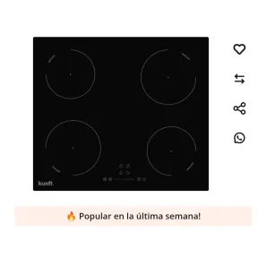 Inducción Eléctrica KUNFT KIH9067 52 cm - Placa Negra