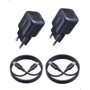 Cargadores de pared Baseus 45W GaN: Pack de 2 rápidos.