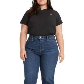 Mujer camiseta negra con pequeño logo Levis