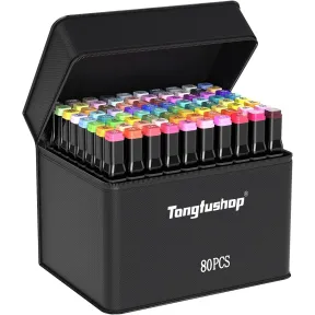 Rotuladores de 80 colores en caja organizada