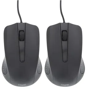 Paquete de 2 Ratones Ópticos Negro USB 800 dpi