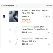 Xiaomi 14T Pro + G20 Lite Aspirador + Cargador 67w por 366€