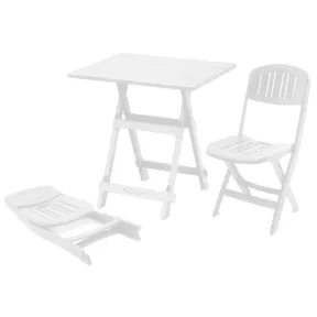 Mesa y 2 sillas plegables blancas Bali, PLASTICOS JOLUCE