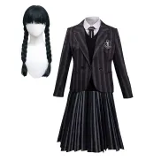 Peluca y Uniforme de Miércoles Ciao para Disfraz