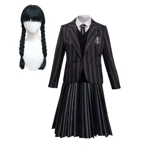 Peluca y Uniforme de Miércoles Ciao para Disfraz