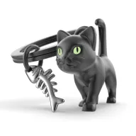 Llavero Gato Negro Fosforescente de Acero Inoxidable