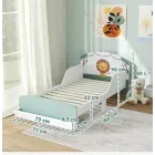 Cama Infantil Diseño León 70x140 cm con Estante BlancoVerde