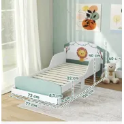Cama Infantil Diseño León 70x140 cm con Estante BlancoVerde