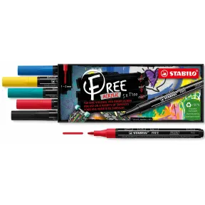Estuche de 5 marcadores acrílicos STABILO FREE T100