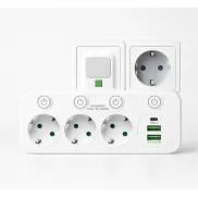 Regleta 6 en 1 con USB y enchufes individuales tipo C