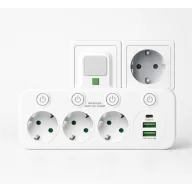 Regleta 6 en 1 con USB y enchufes individuales tipo C
