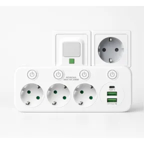 Regleta 6 en 1 con USB y enchufes individuales tipo C