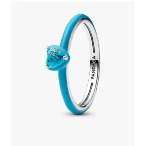 Anillo Turquesa Corazón con Gema de Pandora