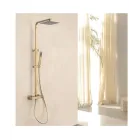Ducha de Lluvia y Ducha de Mano Doradas con Grifo Termostático