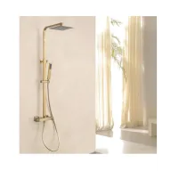 Ducha de Lluvia y Ducha de Mano Doradas con Grifo Termostático