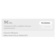 Descuento de 5€ en pedidos de 15€ en Miravia AliExpress